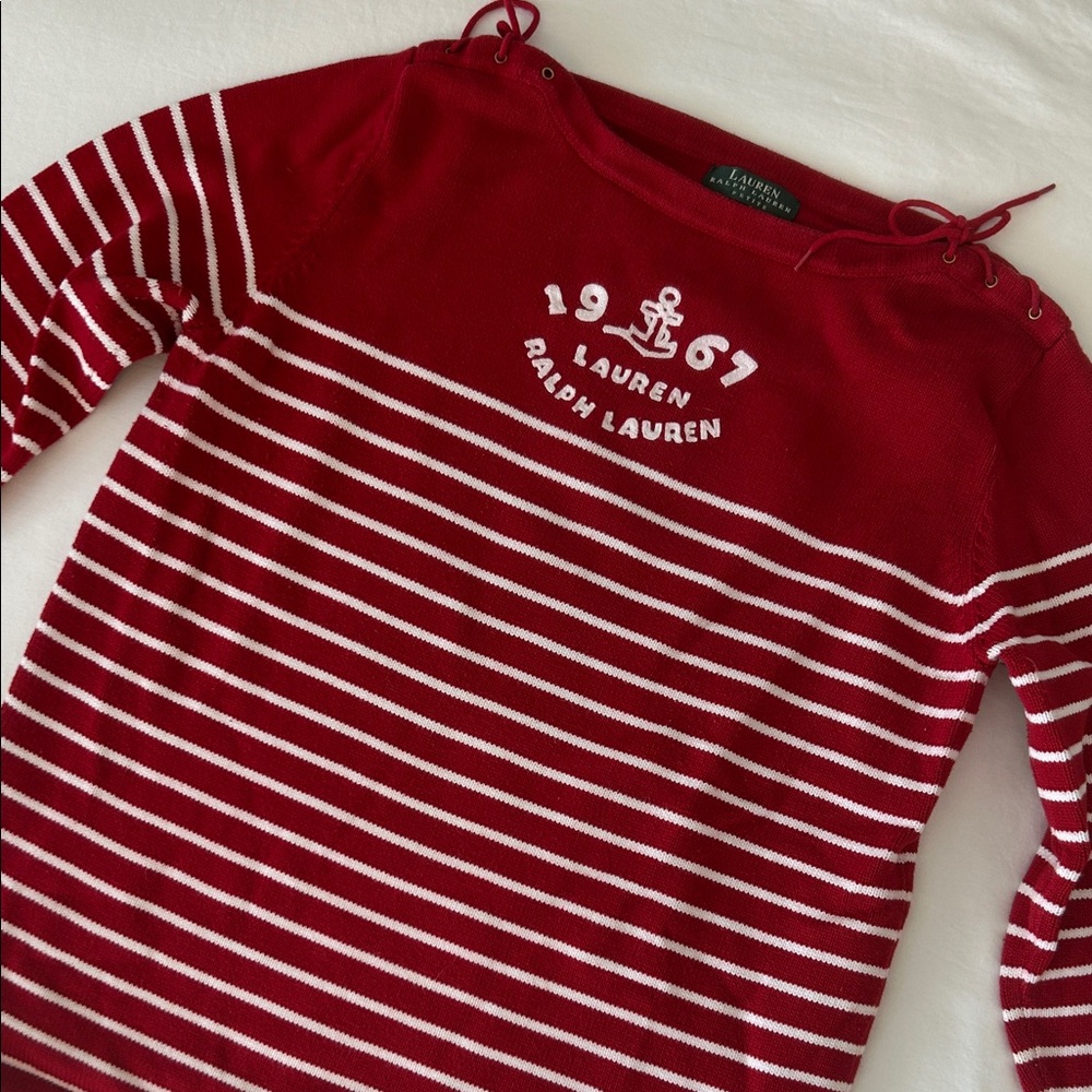 Ralph Lauren Red and White Nautical Sweater PM